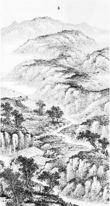 　　灵境数峰开  （国画） 水卫东 作